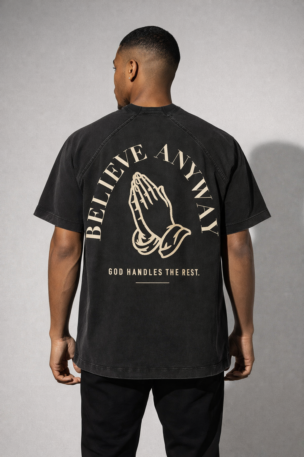 Believe Anyway Tee — Vintage Washed Black | Upward Pacific
