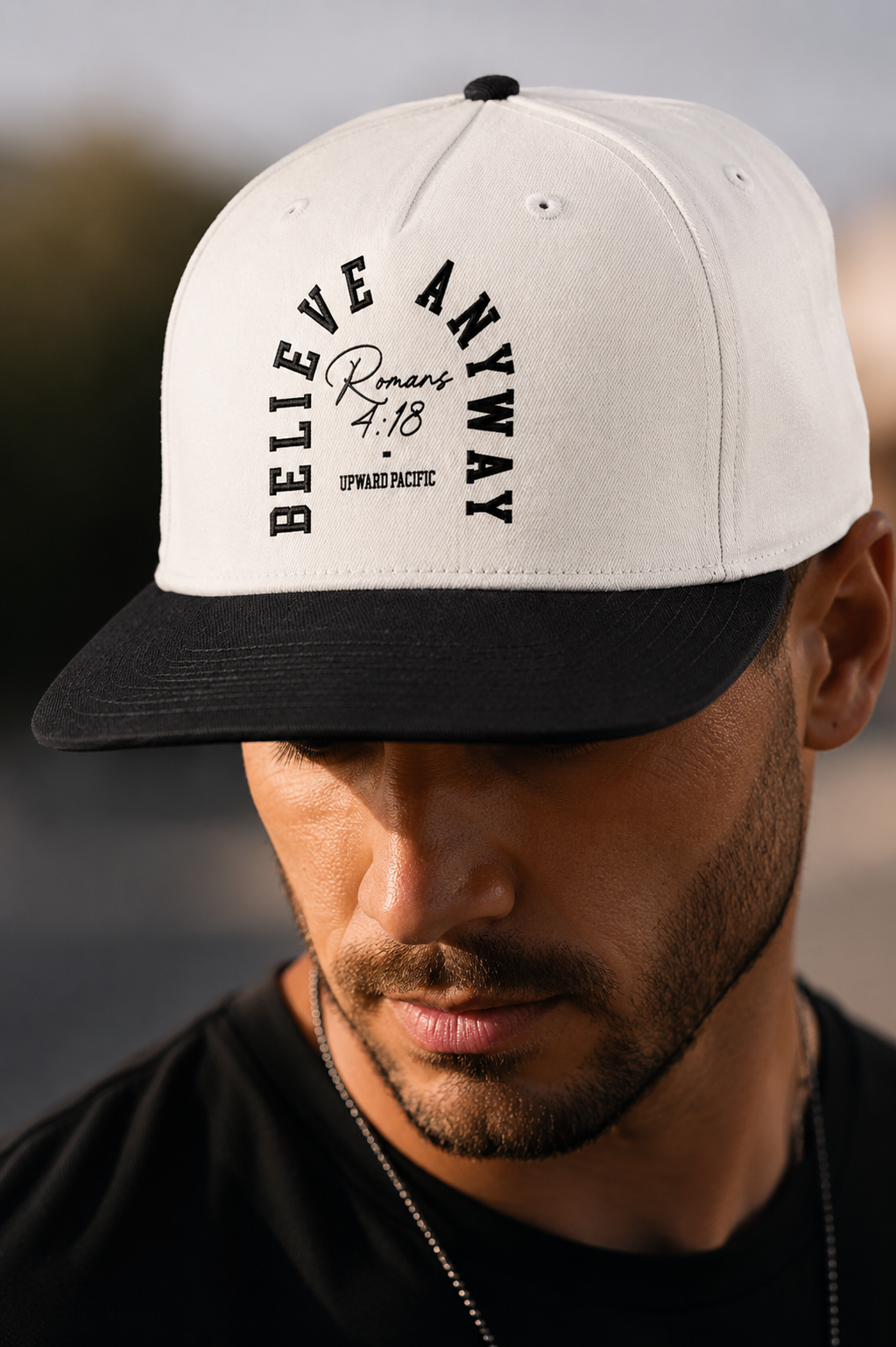 Believe Anyway Two-Tone Cap — "Romans 4:18" Hat